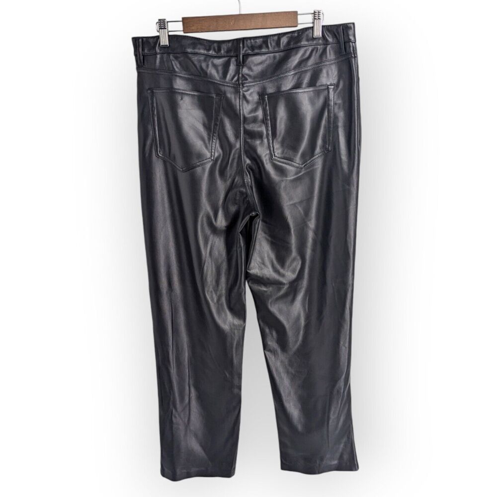 Joie Faux Leather Jeans Womens Size 14 Shiny Black‎ Straight Leg Pants Mobwife - Picture 3 of 10